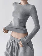 Speckled Rib Crewneck Long - Sleeve Top - COPPING THREADS - CT Select