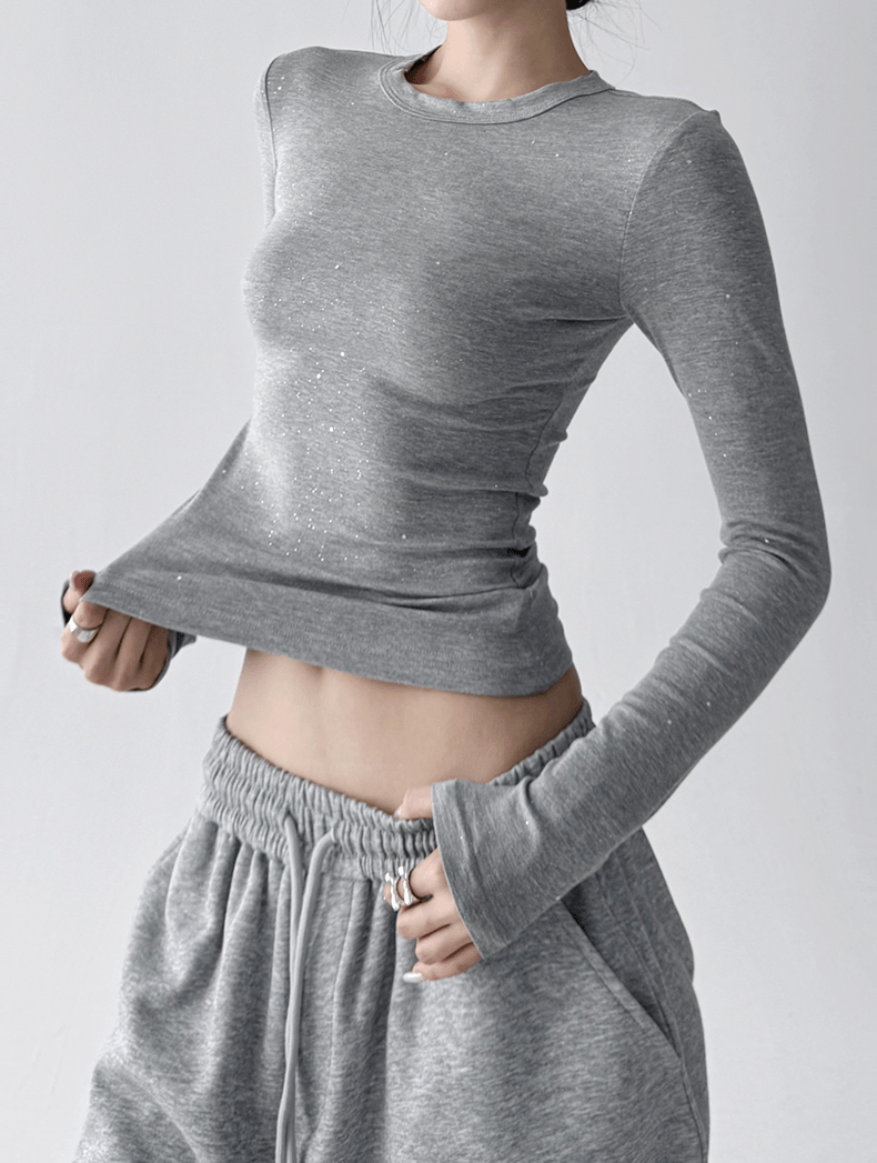 Speckled Rib Crewneck Long - Sleeve Top - COPPING THREADS - CT Select