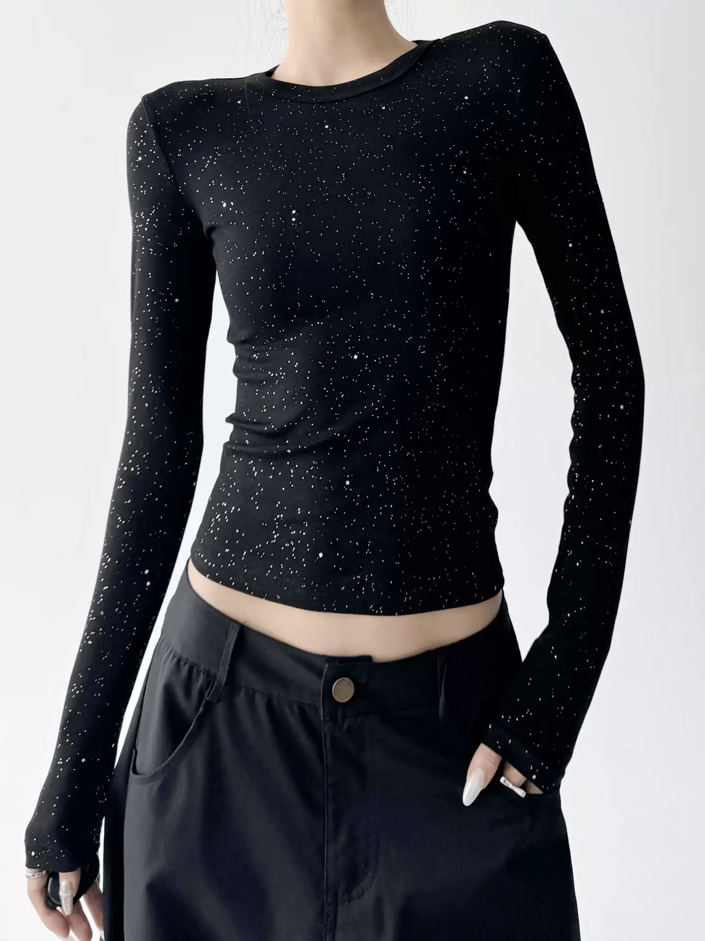 Speckled Rib Crewneck Long-Sleeve Top Zweitbild
