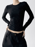 Speckled Rib Crewneck Long - Sleeve Top - COPPING THREADS - CT Select