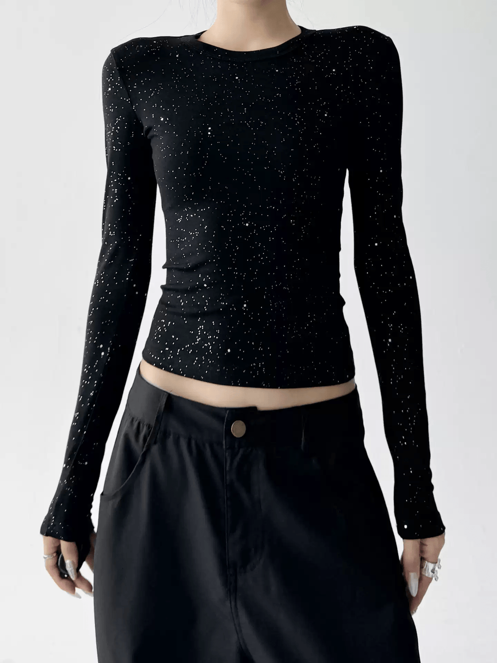 Speckled Rib Crewneck Long - Sleeve Top - COPPING THREADS - CT Select