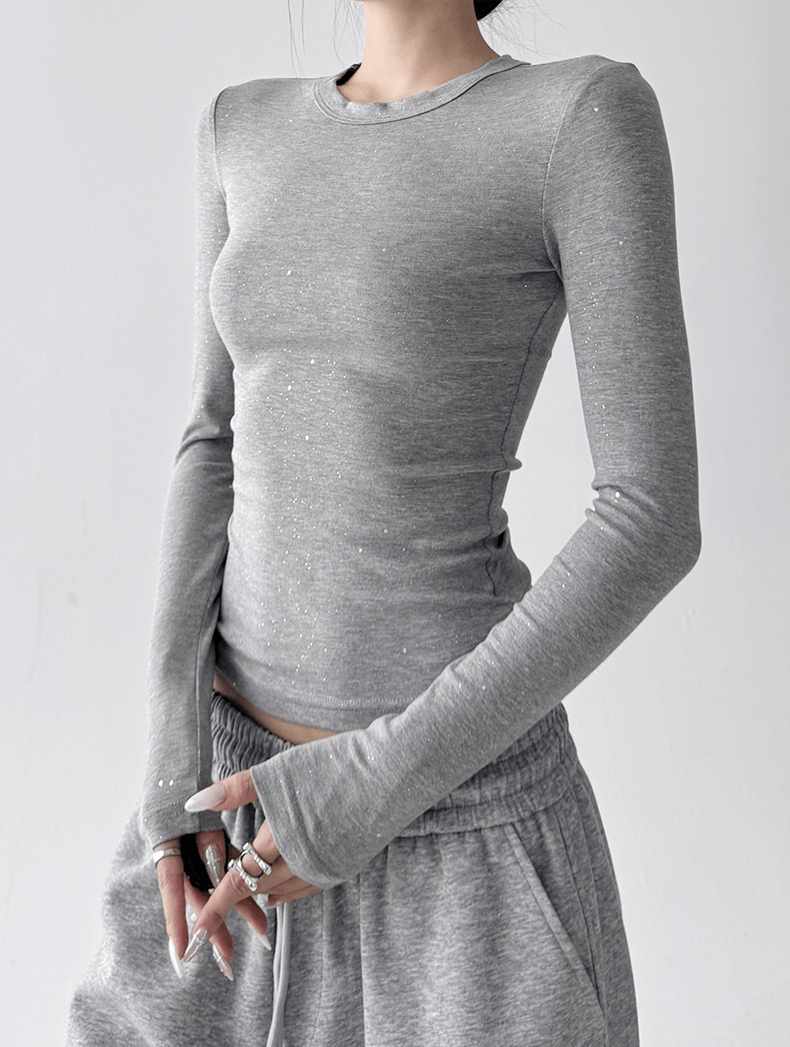 Speckled Rib Crewneck Long - Sleeve Top - COPPING THREADS - CT Select