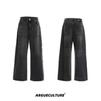 Spine Stud Embroidered Wide - Leg Washed Jeans - COPPING THREADS - ArguE CulturE