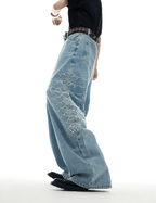 Spine Stud Embroidered Wide - Leg Washed Jeans - COPPING THREADS - ArguE CulturE