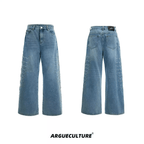 Spine Stud Embroidered Wide - Leg Washed Jeans - COPPING THREADS - ArguE CulturE