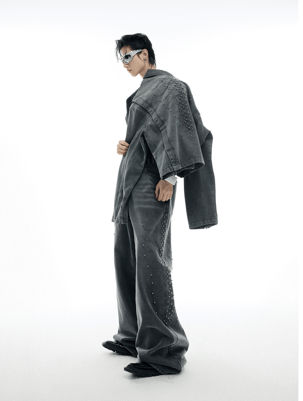 Spine Stud Embroidered Wide - Leg Washed Jeans - COPPING THREADS - ArguE CulturE