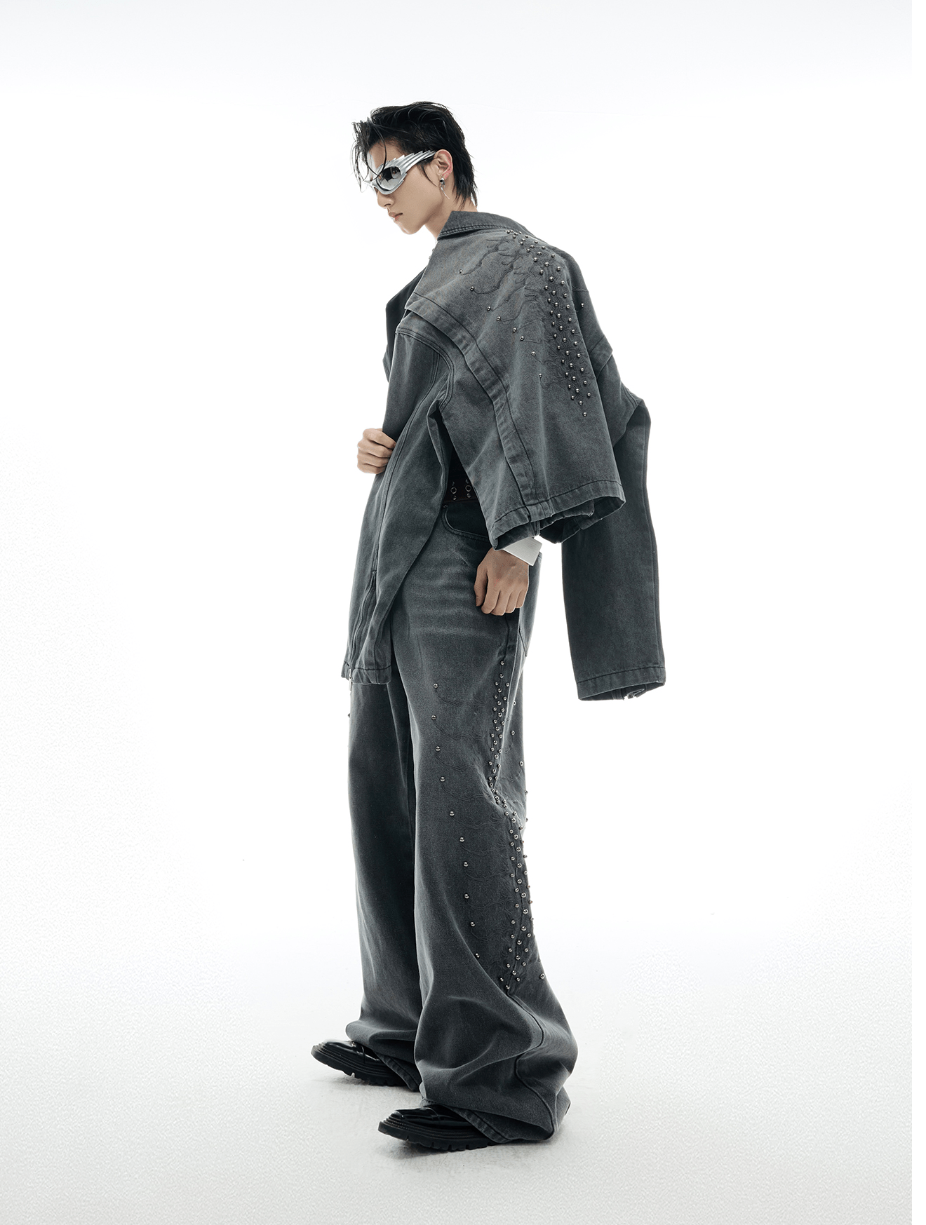 Spine Stud Embroidered Wide - Leg Washed Jeans - COPPING THREADS - ArguE CulturE