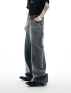 Spine Stud Embroidered Wide - Leg Washed Jeans - COPPING THREADS - ArguE CulturE