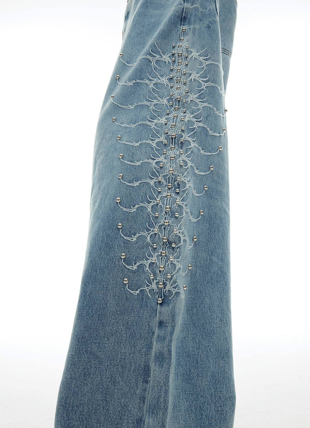Spine Stud Embroidered Wide - Leg Washed Jeans - COPPING THREADS - ArguE CulturE