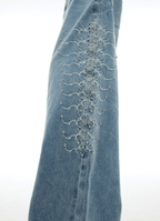 Spine Stud Embroidered Wide - Leg Washed Jeans - COPPING THREADS - ArguE CulturE