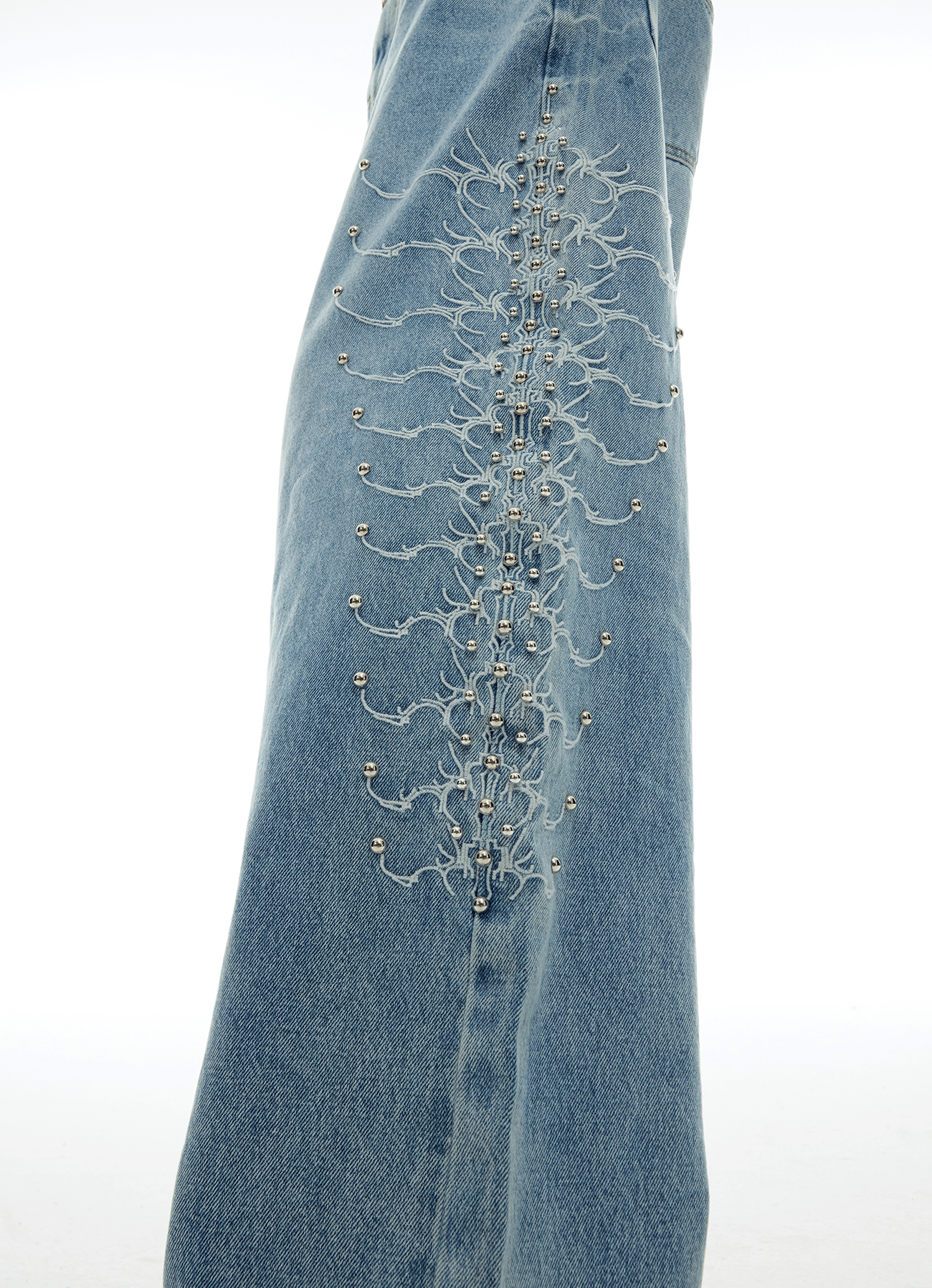 Spine Stud Embroidered Wide - Leg Washed Jeans - COPPING THREADS - ArguE CulturE