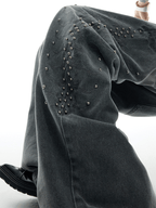 Spine Stud Embroidered Wide - Leg Washed Jeans - COPPING THREADS - ArguE CulturE