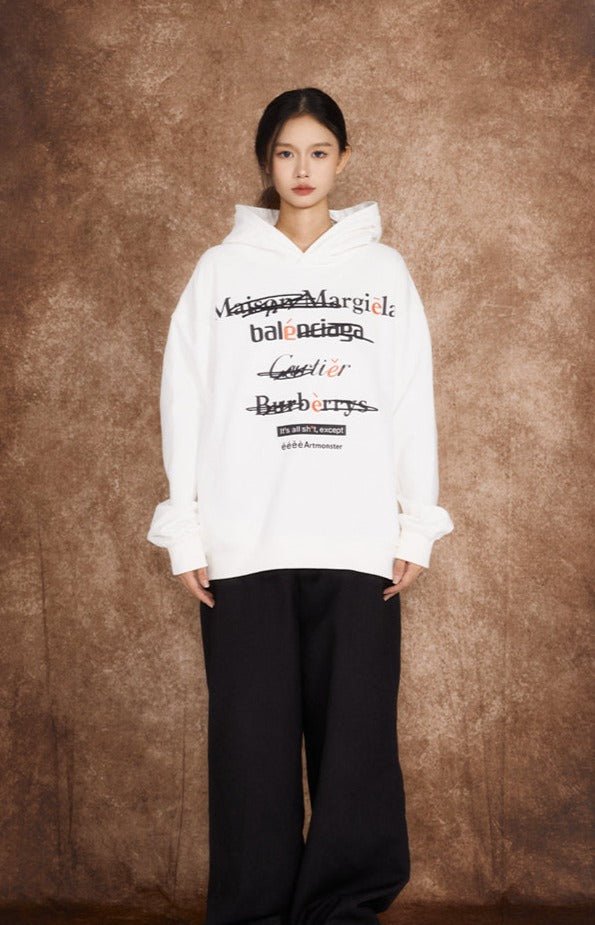 Spoof Brand Letter Print Hoodie - COPPING THREADS - ARTMONSTER
