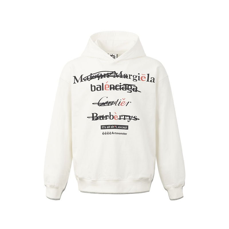 Spoof Brand Letter Print Hoodie - COPPING THREADS - ARTMONSTER