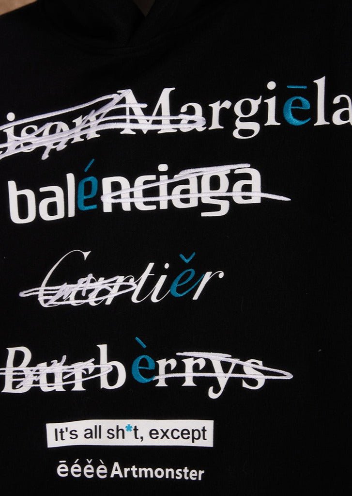 Spoof Brand Letter Print Hoodie - COPPING THREADS - ARTMONSTER