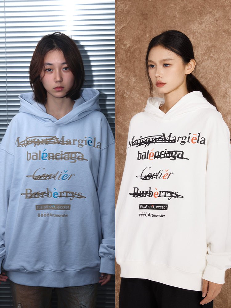 Spoof Brand Letter Print Hoodie - COPPING THREADS - ARTMONSTER