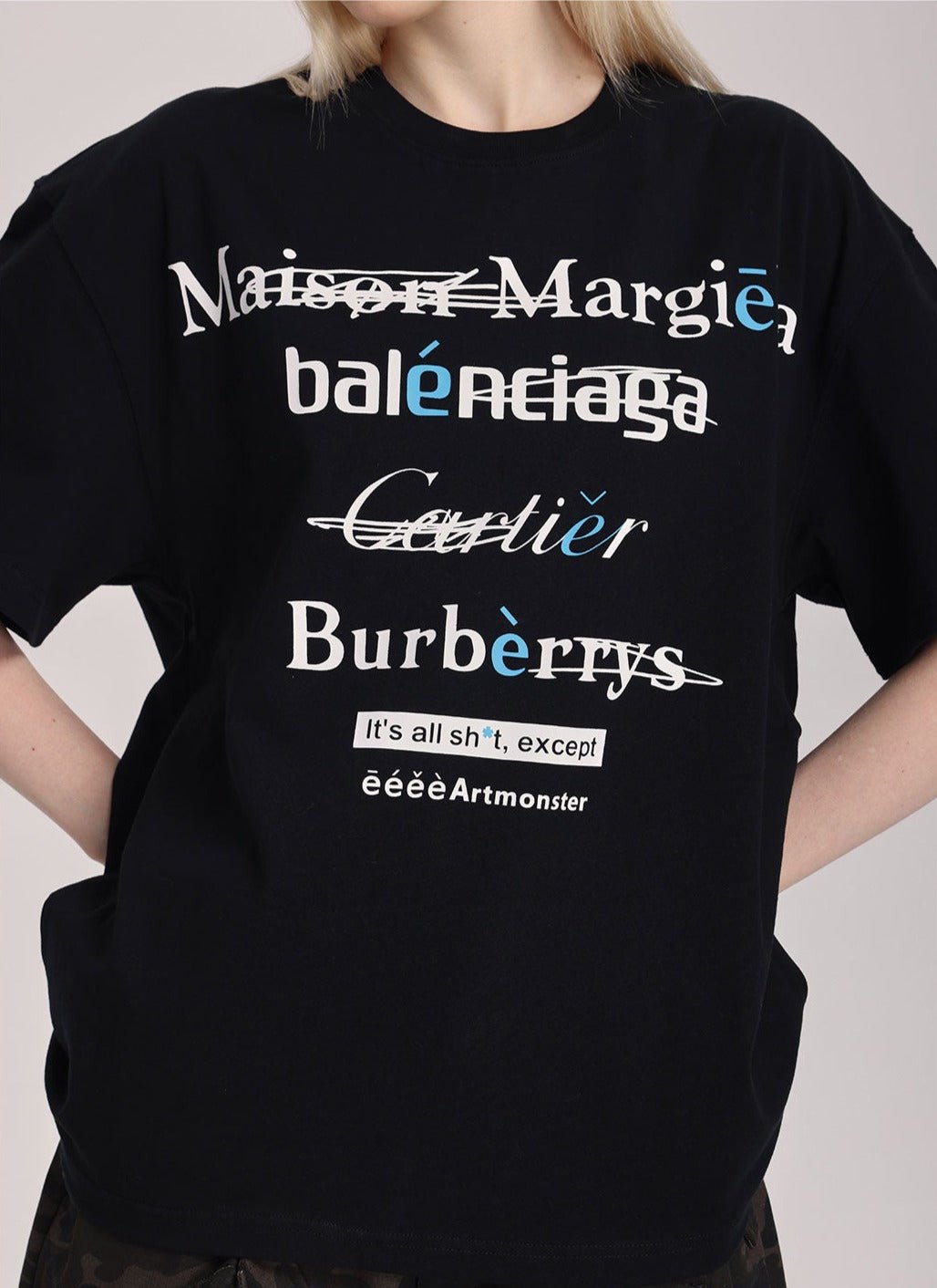 Spoof Brand Letter Print Short Sleeve Tee - COPPING THREADS - ARTMONSTER