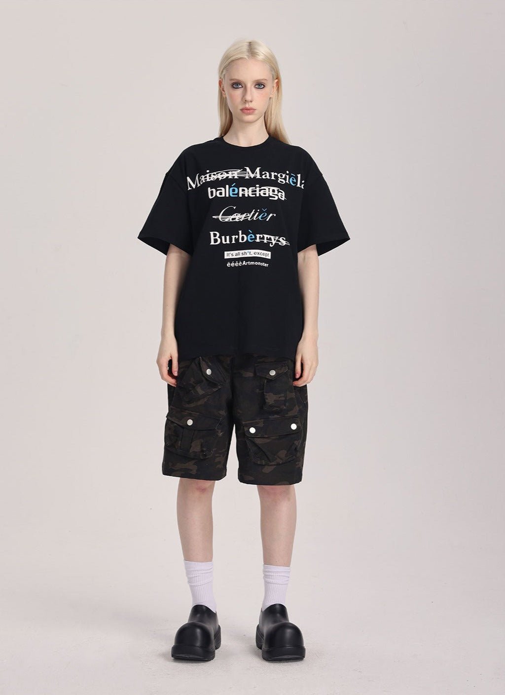 Spoof Brand Letter Print Short Sleeve Tee - COPPING THREADS - ARTMONSTER