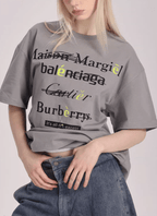 Spoof Brand Letter Print Short Sleeve Tee - COPPING THREADS - ARTMONSTER