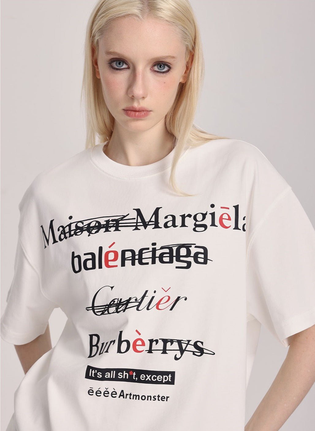 Spoof Brand Letter Print Short Sleeve Tee - COPPING THREADS - ARTMONSTER