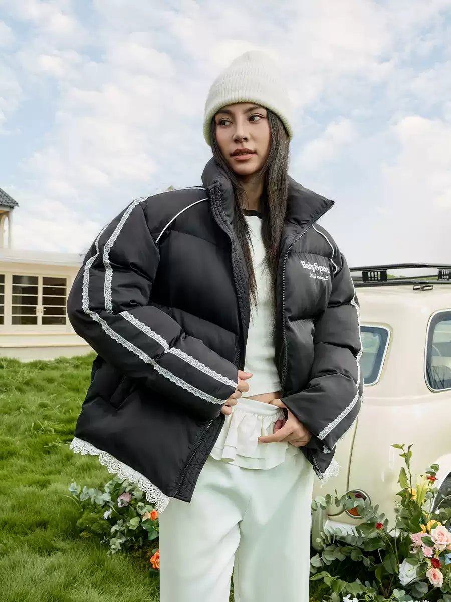 Sports Lace - Trimmed Puffer Jacket - COPPING THREADS - Harsh and Cruel