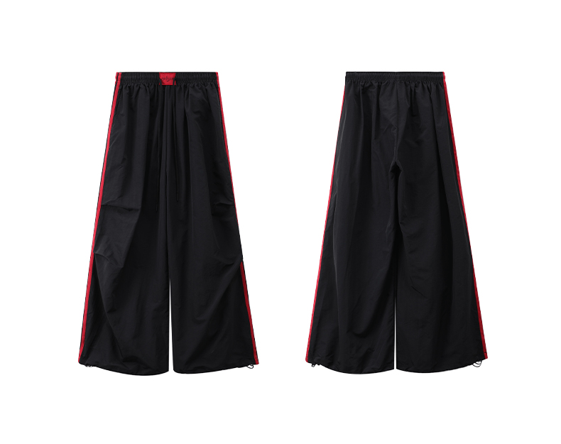Sporty Contrast Stripe Wide - Leg Paratrooper Pants - COPPING THREADS - CT Select