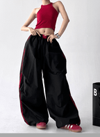Sporty Contrast Stripe Wide - Leg Paratrooper Pants - COPPING THREADS - CT Select