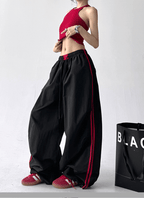 Sporty Contrast Stripe Wide - Leg Paratrooper Pants - COPPING THREADS - CT Select