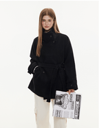 Stand Collar Belted Wool Coat - COPPING THREADS - CHICISLAND