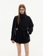Stand Collar Belted Wool Coat - COPPING THREADS - CHICISLAND