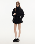 Stand Collar Belted Wool Coat - COPPING THREADS - CHICISLAND