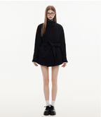 Stand Collar Belted Wool Coat - COPPING THREADS - CHICISLAND