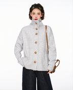 Stand Collar Knit Cardigan Sweater - COPPING THREADS - CT Select