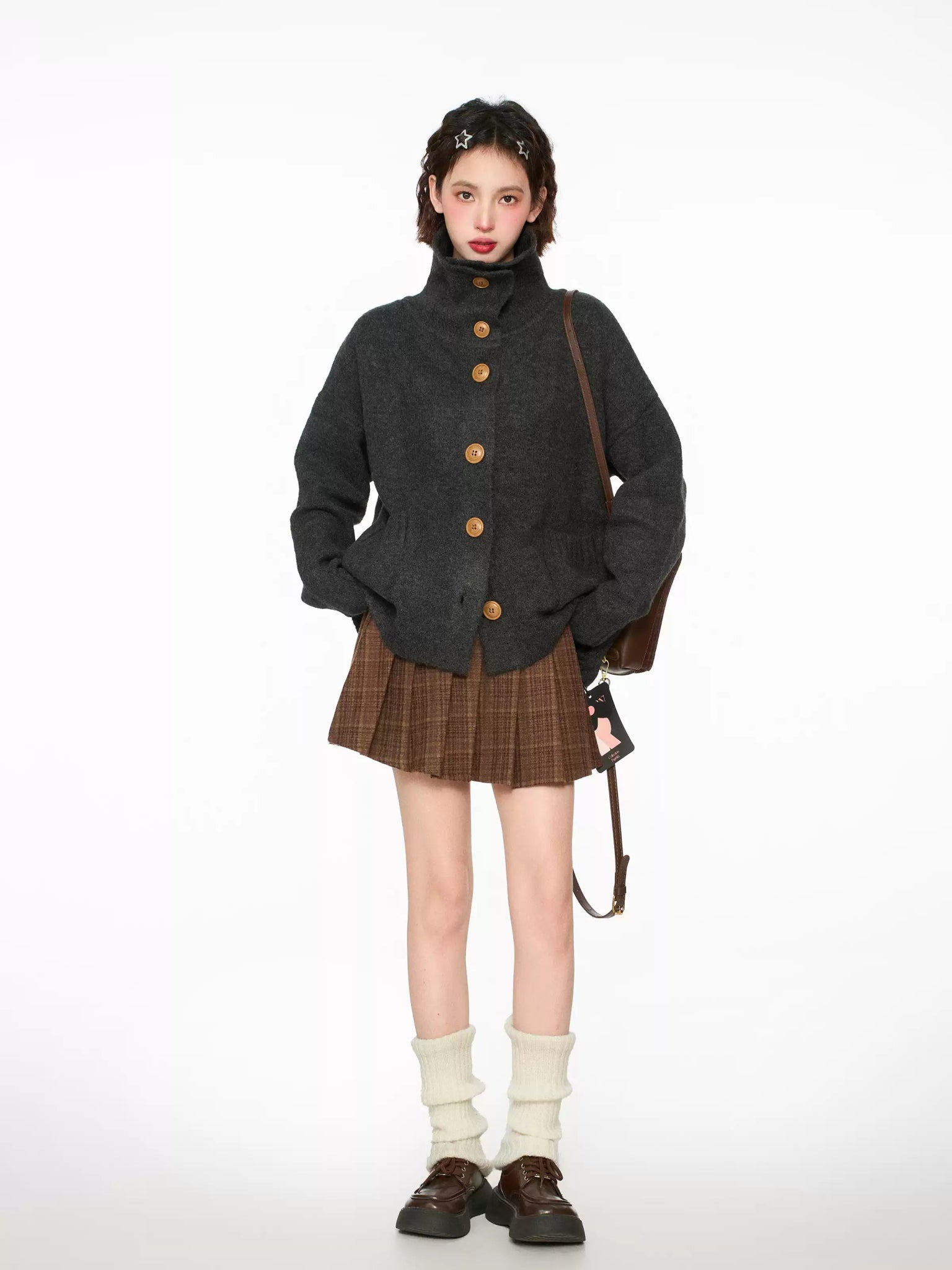 Stand Collar Knit Cardigan Sweater - COPPING THREADS - CT Select