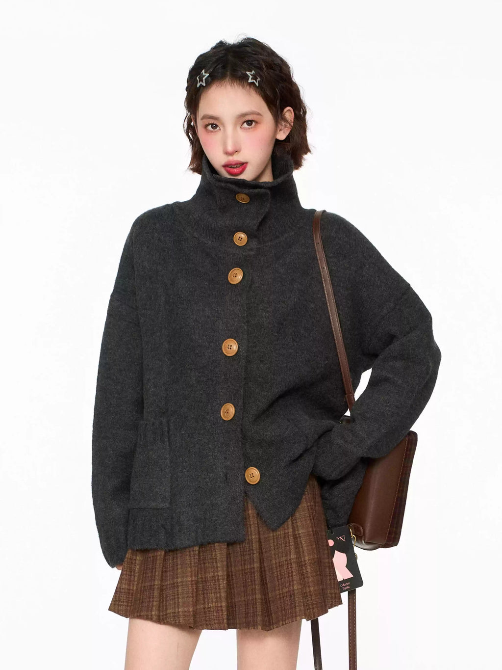 Stand Collar Knit Cardigan Sweater - COPPING THREADS - CT Select