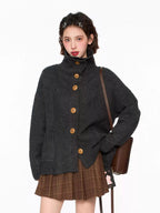 Stand Collar Knit Cardigan Sweater - COPPING THREADS - CT Select