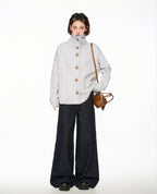 Stand Collar Knit Cardigan Sweater - COPPING THREADS - CT Select