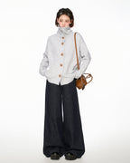 Stand Collar Knit Cardigan Sweater - COPPING THREADS - CT Select