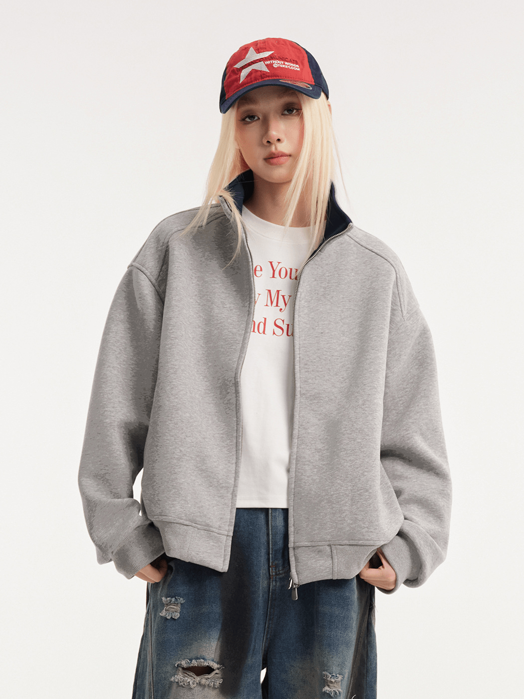 Stand - Collar Zip Sweatshirt Jacket - COPPING THREADS - CATTEE