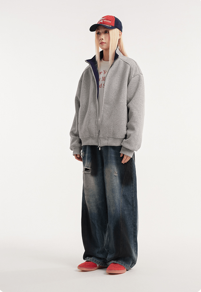 Stand - Collar Zip Sweatshirt Jacket - COPPING THREADS - CATTEE