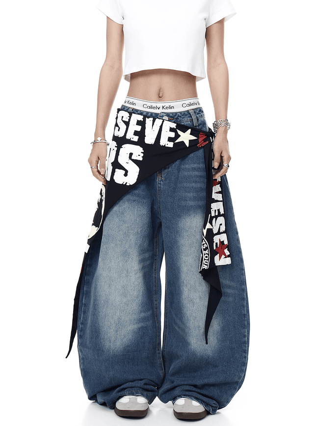 Star Belt Washed Blade - Cut Wide - Leg Jeans - COPPING THREADS - CT Select Hover Image