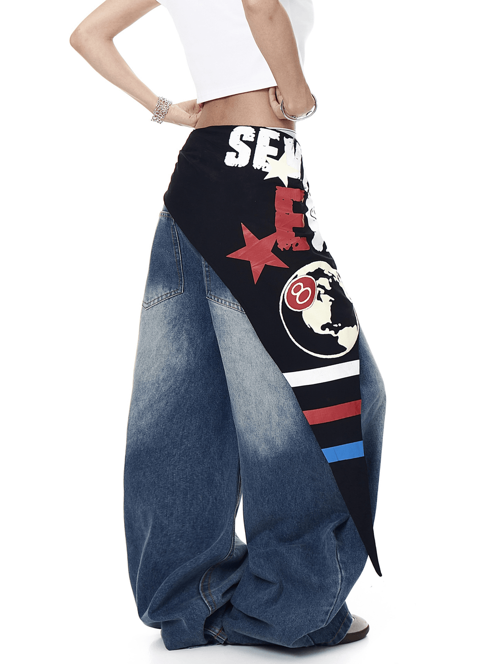 Star Belt Washed Blade - Cut Wide - Leg Jeans - COPPING THREADS - CT Select