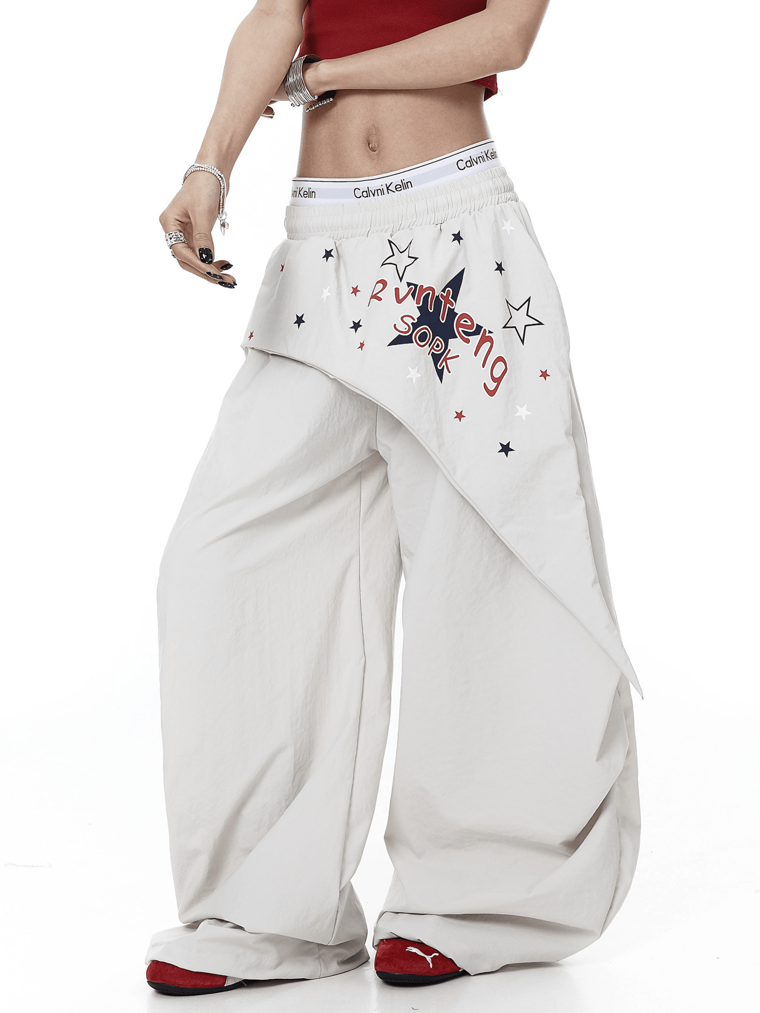 Star Graphic Layered Apron Scythe Wide - Leg Pants - COPPING THREADS - CT Select