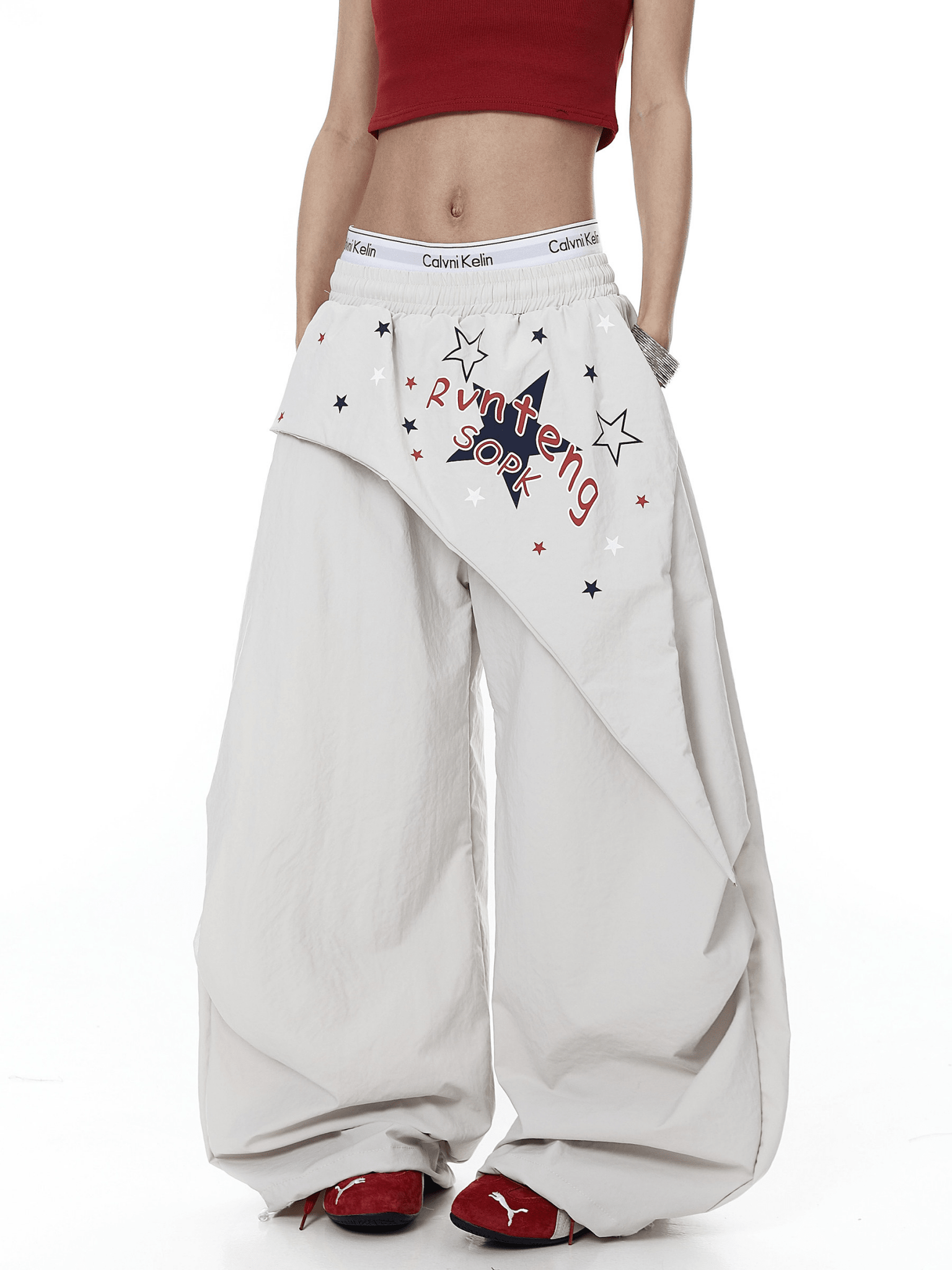 Star Graphic Layered Apron Scythe Wide - Leg Pants - COPPING THREADS - CT Select