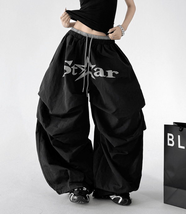 Star Graphic Parachute Wide - Leg Pants - CT730 - COPPING THREADS - CT Select