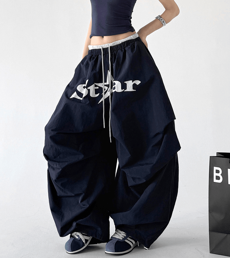 Star Graphic Parachute Wide - Leg Pants - CT730 - COPPING THREADS - CT Select