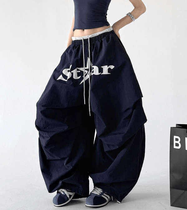 Star Graphic Parachute Wide - Leg Pants - CT730 - COPPING THREADS - CT Select