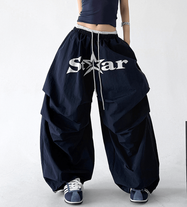 Star Graphic Parachute Wide - Leg Pants - CT730 - COPPING THREADS - CT Select