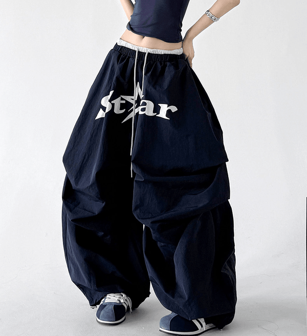 Star Graphic Parachute Wide - Leg Pants - CT730 - COPPING THREADS - CT Select