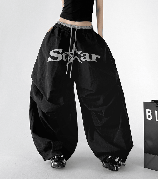 Star Graphic Parachute Wide - Leg Pants - CT730 - COPPING THREADS - CT Select